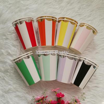 New birthday stripe bronzing paper cup disposable party paper cup birthday party articles and festive articles