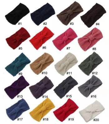 Knitted Wool Hair Band Sweet and Simple Autumn and Winter Cross-Knotted Wide Brim Hair Band Headband Hair Accessories