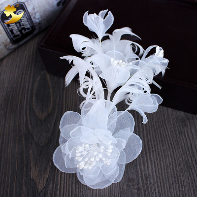 Fashion creative European flower vintage hair clip side clip top clip tiara wedding dinner will be soft float accessories