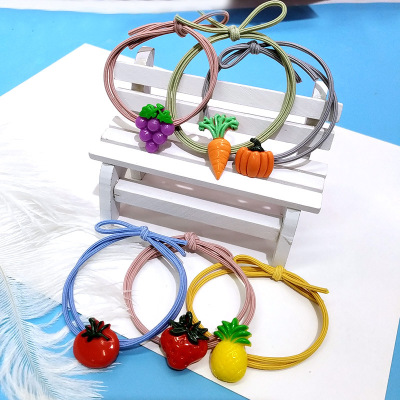 Korean hair rope rubber band Korean version fruit small Daisy flower double knot head rope tie hair loop hair decoration