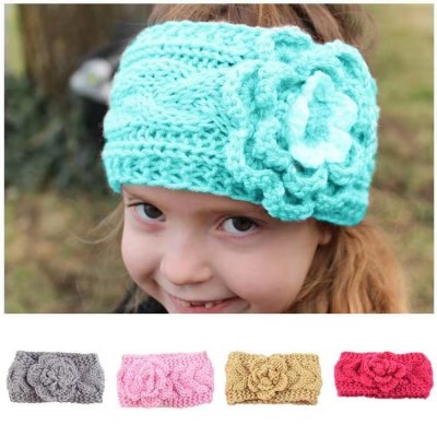 Children's Knitted Wool Hair Band Flower Sweet and Simple Autumn and Winter Wide Brim Hair Band Headband Hair Accessories