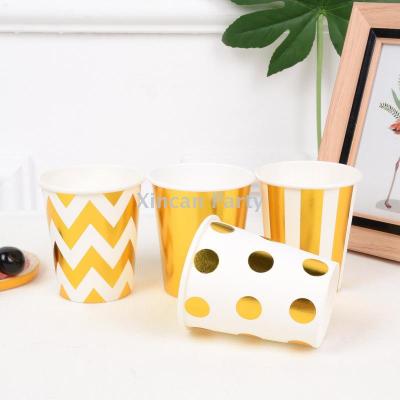 New hot stamping paper cup high-end disposable party supplies holiday supplies birthday pentangle star striped polka 