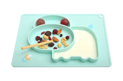 Can be better than the same type of silica gel plate baby integrated silica tableware baby split plate