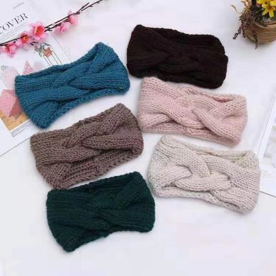 Knitted Wool Hair Band Mori Women's Sweet and Simple Autumn and Winter Cross-Knotted Wide Brim Hair Band Headband Hair Accessories