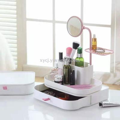 Multi-functional makeup rack with mirror