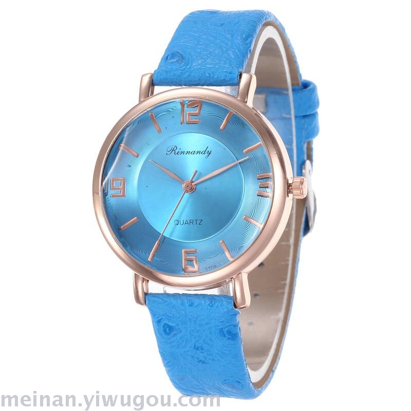 新款配色水晶面个性简约女士学生手表