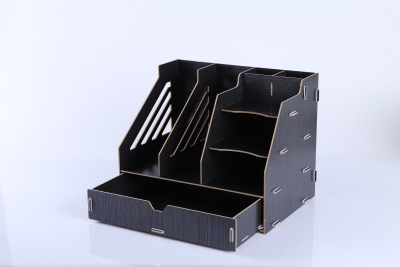 Wooden combination file rack drawer file cabinet desktop storage artifact book stand data file framework