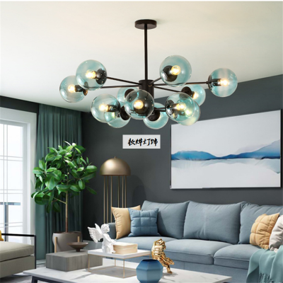 Post-Modern Minimalist Lamp in the Living Room Restaurant American Bedroom Chandelier Nordic Hall Glass Ball Creative Magic Bean Lamp Personality