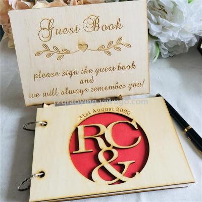 Custom initials wooden Wedding Guest Book Wedding table logo