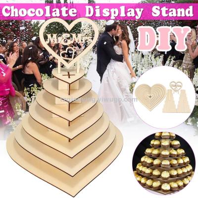 Wooden Wooden Heart Chocolate Stand for wedding decoration