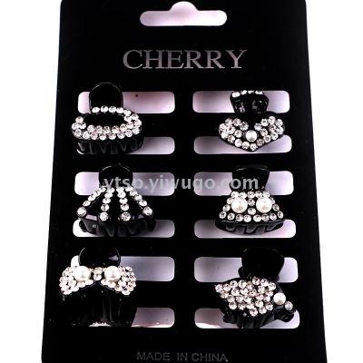 Hair clip hair clip fringe clip crystal water diamond hairpin love bow circle joker small catch set with diamond