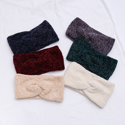 Yi jia chenille double knit headband autumn and winter wide edge headband girls wash hair towel headband