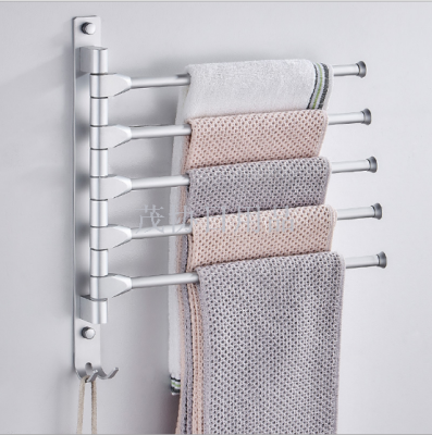 Towel rack no perforating toilet towel rack bathroom rack kitchen wall rack rotary towel bar double pole