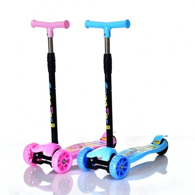 3-6-14 year old children four-wheel flash one-button folding scooter sliding toy