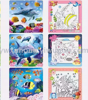 Three small puzzle puzzle puzzle puzzle puzzle board dinosaur princess mickey back can be filled in color cartoon puzzle