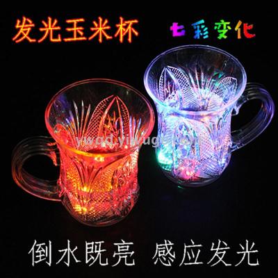ZD Luminous Cup Water Induction Colorful Flash Cup Water Activated Light Cup Creative Gift Cup Corn Cup Amazon Hot Sale
