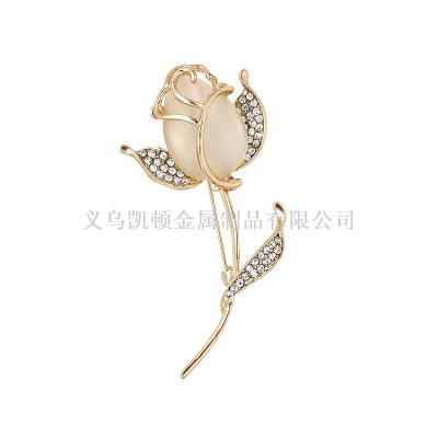 Cross-Border Hot Selling High-End Opal Rose Brooch Korean Style Exquisite Wedding Bride Clothing Accessories Flower Corsage