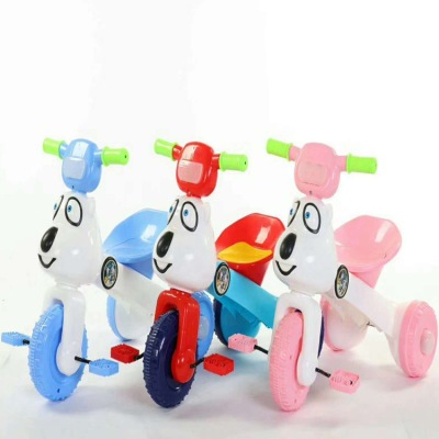 Children's folding tricycle foot pedal tricycle with music light light rod light white tricycle direct sale