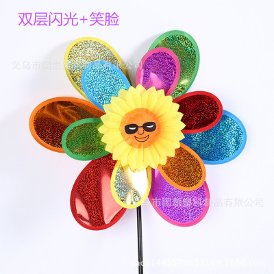 Double flashing + smiling Face Windmill big Windmill Foreign Trade Supply Children's Toy Park Advertising Windmill