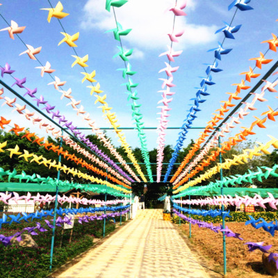 Fashionable PVC windmill string outdoor decoration DIY string windmill manufacturers wholesale custom area kindergarten advertising