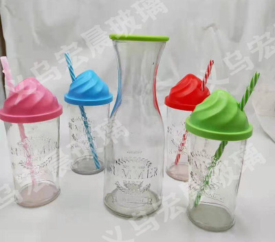 The new set of exquisite glass water glass drink Cups has various styles of 1L bottle +350ml glass