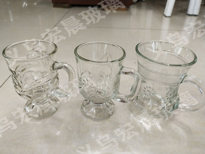 Manufacturer direct selling delicate glass cups and mugs with handle glass mugs six pack