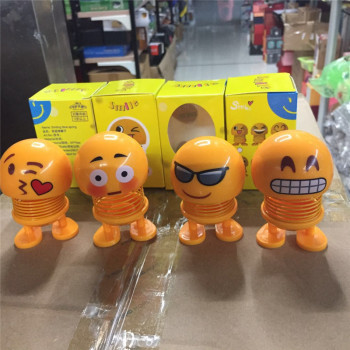 Stall Hot Sale Shaking Head Spring Doll Creative Expression Cute Smiley Spring Doll Car Decoration in Stock Wholesale