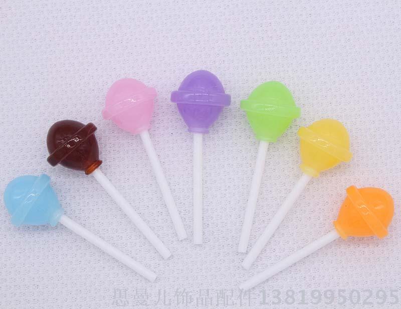 仿真树脂棒棒糖零食糖果 树脂配件 圆形棒棒糖果挂饰配件钥匙挂件