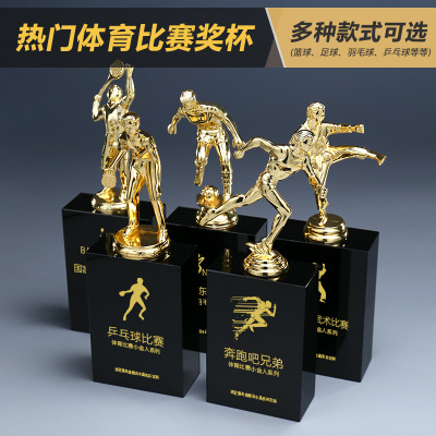K9 black crystal statuette metal trophy creative customized logo sports competition trophy gift