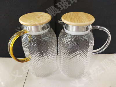 2019 fine transparent high borosilicate glass fish-scale cool kettle 1100ml, 1600ml with a cool kettle
