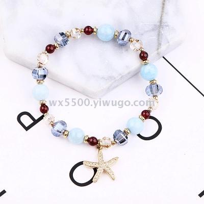 Natural stone crystal lady bracelet simple sea wind starfish pendant hand string European and American temperament jewelry bracelet