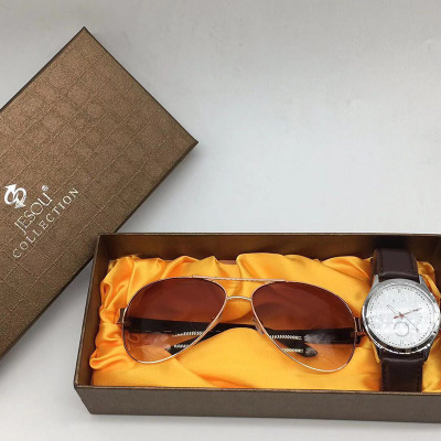 Manufacturers direct hot style fashion men quartz watch exquisite fashion glasses gift box father's day gift box