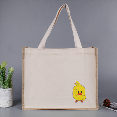 Manufacturers direct color printing small yellow chicken pattern logo custom portable canvas bag custom creative cartoon pattern