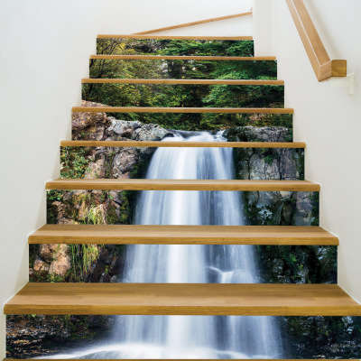New Fashion Creative Waterfall Landscape Stairs Stickers Step Stairs Beautifying Decorative Floor Seamless Stickers 5804