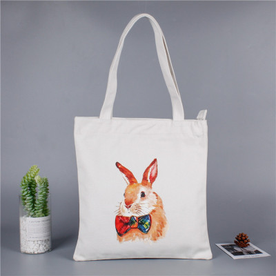 Cartoon rabbit fashion print ins small fresh art canvas bag women's shoulder cotton canvas bag