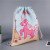 Cartoon color unicorn bundle pocket wholesale canvas bundle pocket color printed hemp rope backpack manufacturers direct sales