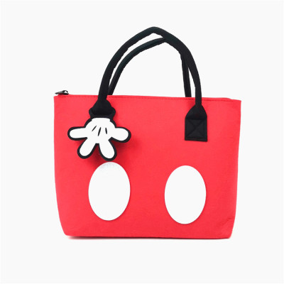 Cartoon simple eco-friendly shopping felt non-woven bag cloth handbag custom zipper fashion bag