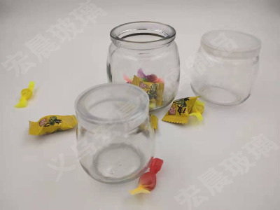 Manufacturers direct glass pudding bottle fat pudding series bottle pressure mouth plastic cork lid