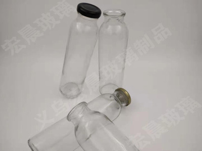 Manufacturers direct 350ml screw mouth, cork mouth round tea glass bottle drink glass bottle