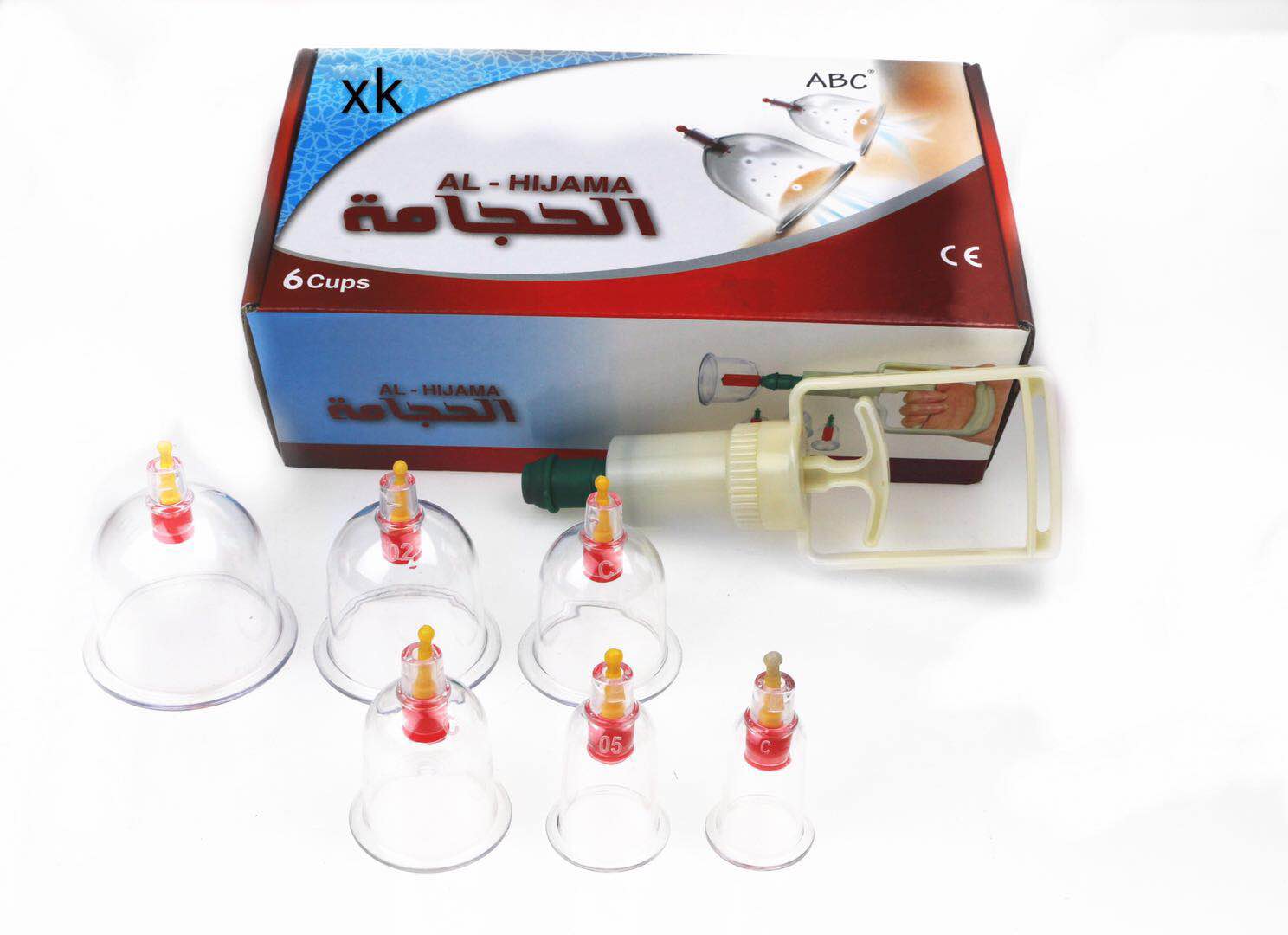 专供出口 X K 拔罐器 6罐泡沫包装真空家用拔罐抽气式拔罐器加厚现康拔罐器