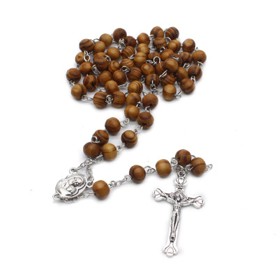 Pure handmade bent needle rosary necklace bead cross religious Christian Catholic beads rosary beads