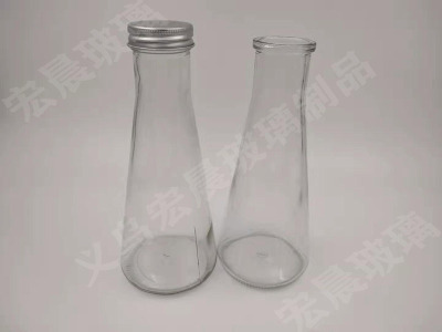 Manufacturers direct screw, wood plug cone - shaped tea glass bottles drink glass bottles