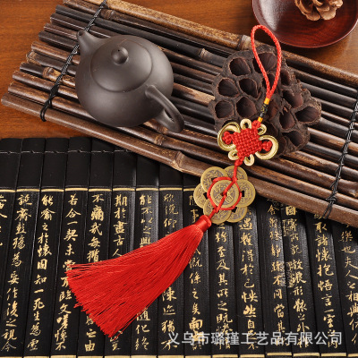 Factory Direct Sales Real Bronze Plum Blossom Eight Emperors Copper Coins Chinese Knot Car Hanging Anti-Evil Town House Chinese Style Handicraft Gift