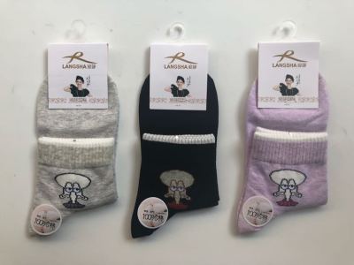 New Langsha Cartoon Yarn Female Cotton Socks
