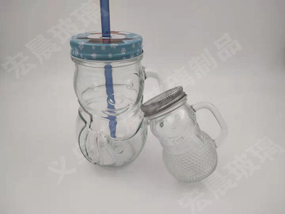 Manufacturer direct sales series glass handle glass mason cup glass drink cup glass straw cup