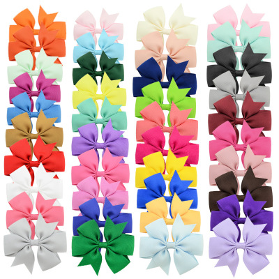 Xianjun Eaby Hot Sale Solid Color Rib Ribbon Fishtail Bow Hair Clips Hair Accessories 40 Colors Mixed