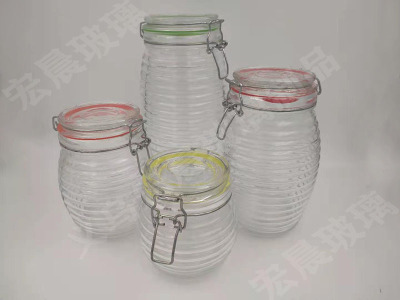 Glass sealed tank kitchen supplies horizontal grain - shaped buckle glass sealed tank, storage tank