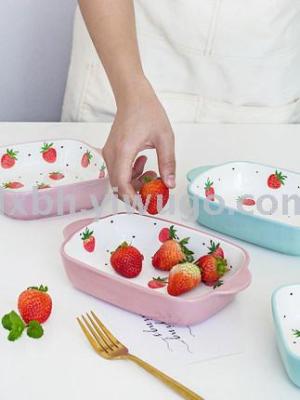 Ceramic casserole strawberry casserole baking dish creative oven oven tray