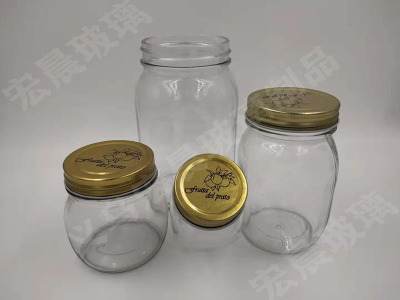 Manufacturers direct glazed carved glass pickles bottle glazed glass honey bottle glazed sealed glass jar
