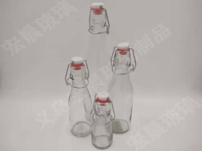 Multi - style multi - capacity glass iron buckle bottle iron buckle glass beverage bottles, wine bottles, oil bottles